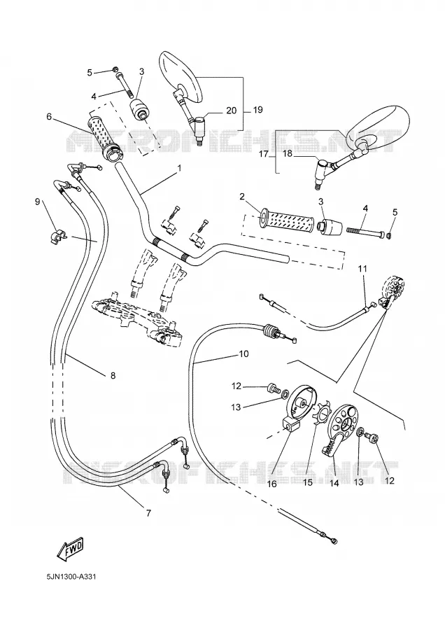 HANDLEBAR & CABLES Yamaha MOTO 1100 2004 BULLDOG  BT1100