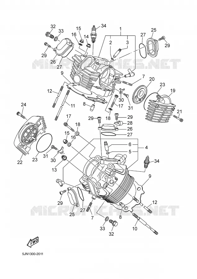 CYLINDER HEAD  Yamaha MOTO 1100 2002 BULLDOG  BT1100