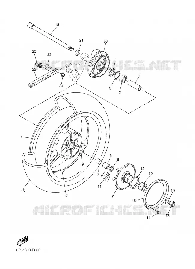 REAR WHEEL Yamaha MOTO 1300 2006 FJR ABS  FJR1300A
