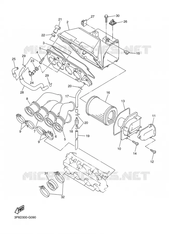 INTAKE Yamaha MOTO 1300 2008 FJR ABS  FJR1300AX