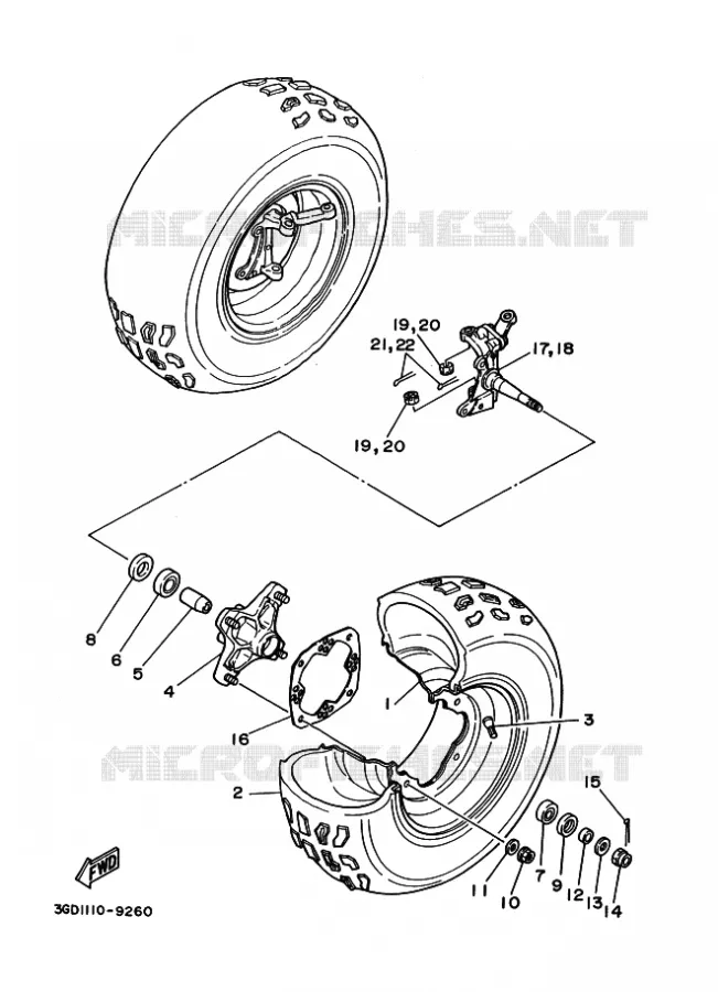 FRONT WHEEL Yamaha QUAD 350 1994 WARRIOR  YFM350X WARRIOR