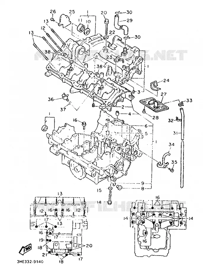 CRANKCASE Yamaha MOTO 600 1989 FZR  FZR600