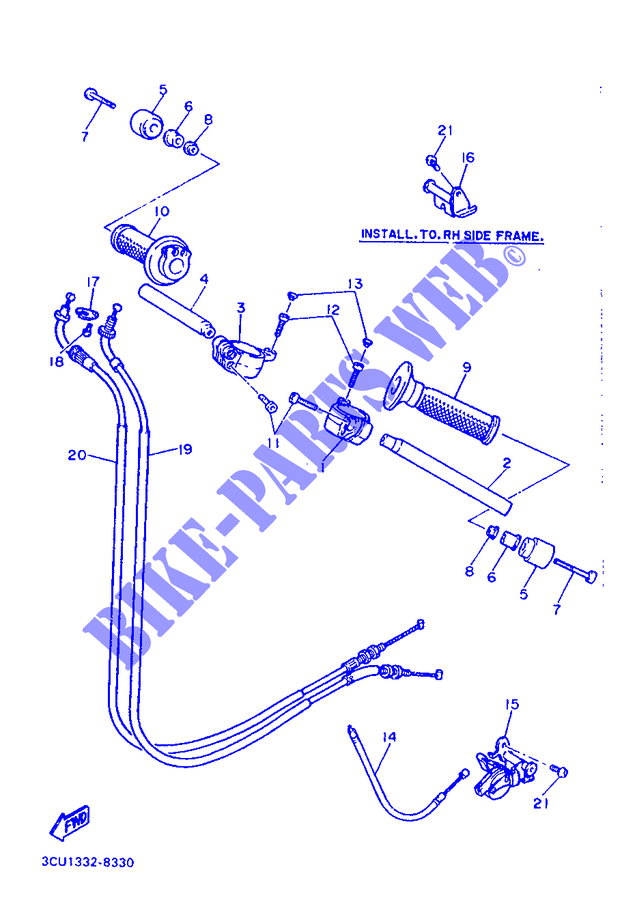 HANDLEBAR & CABLES for Yamaha FZR 750 R 1988