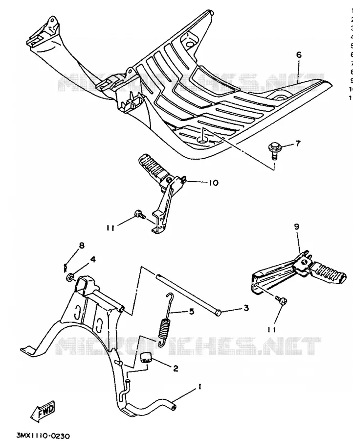 STAND / FOOTREST Yamaha SCOOTER 50 1995 BOOSTER  CW50