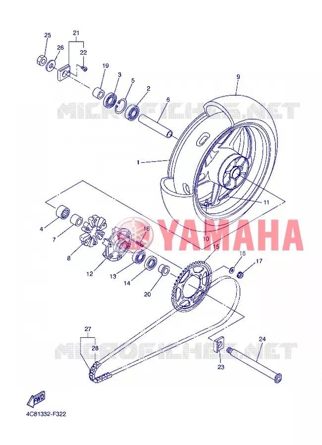 REAR WHEEL Yamaha MOTO 1000 2007 R1  YZF-R1 R1