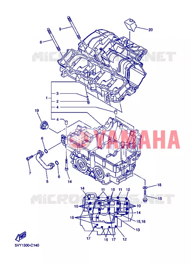 CRANKCASE Yamaha MOTO 1000 2008 R1  YZF-R1 R1