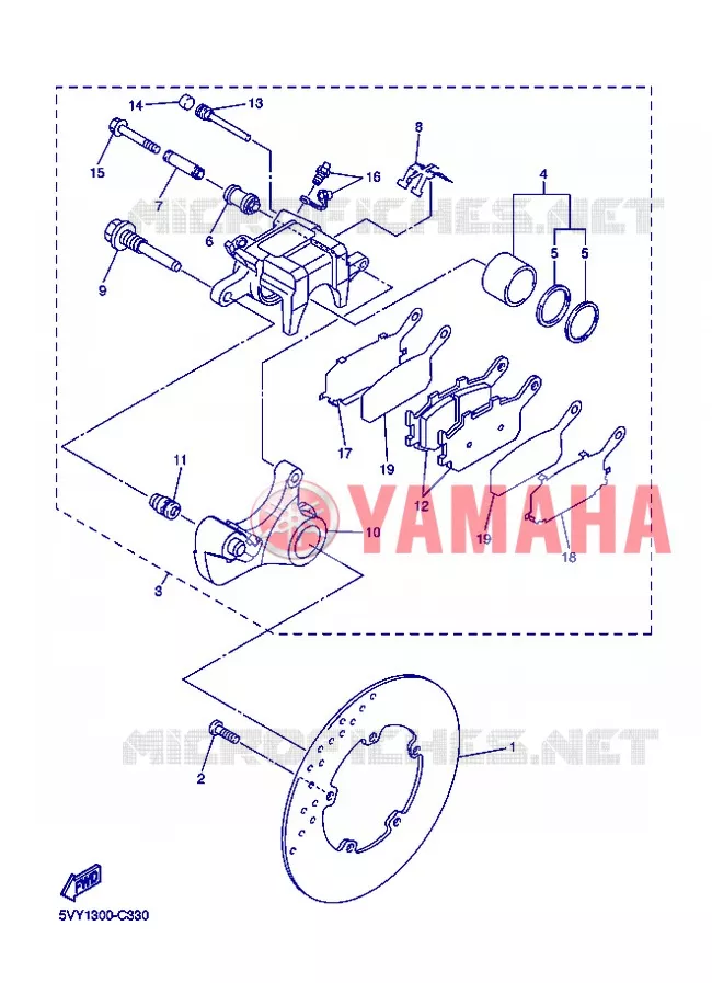 REAR BRAKE CALIPER Yamaha MOTO 1000 2008 R1  YZF-R1 R1
