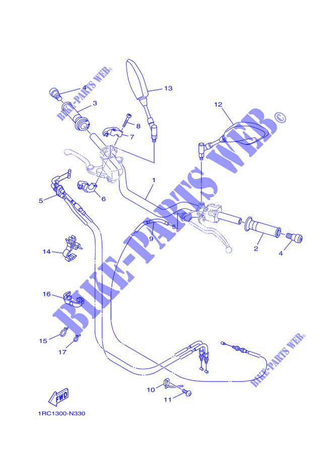 HANDLEBAR & CABLES for Yamaha MT09 2014