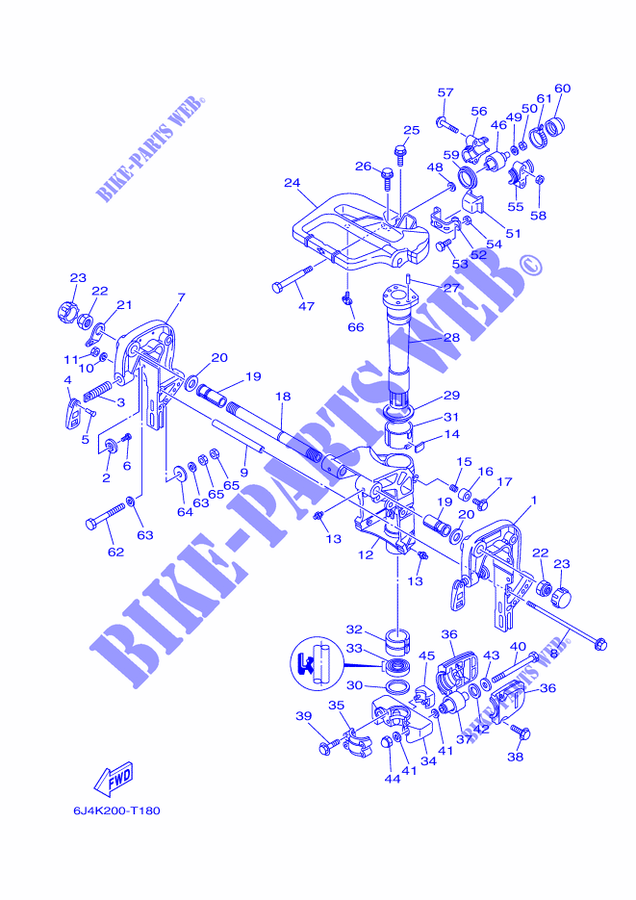 MOUNT 1 for Yamaha 40X Manual Starter, Tiller Handle, Manual Trim & Tilt, Pre-Mixing, Shaft 20