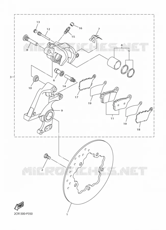 REAR BRAKE CALIPER Yamaha MOTO 1000 2019 R1  YZF-R1