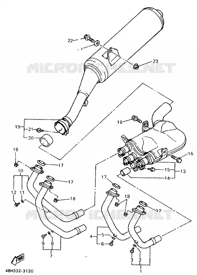 EXHAUST Yamaha MOTO 1000 1994 GTS  GTS1000