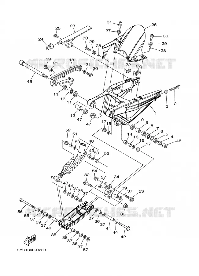SWINGARM / SHOCK ABSORBER Yamaha MOTO 1700 2006 MT01  MT01