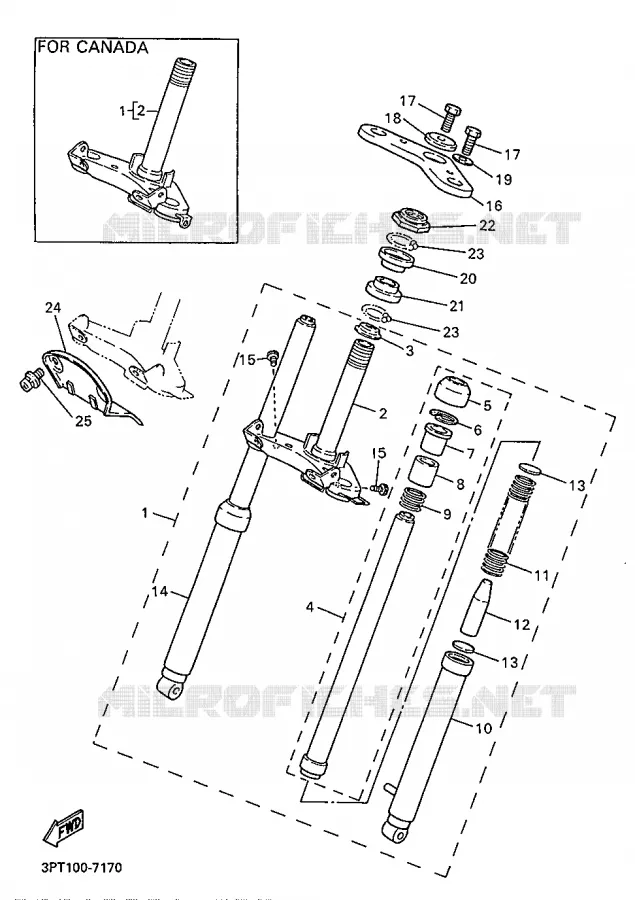 FRONT FORK Yamaha MOTO 50 1997 PW  PW50