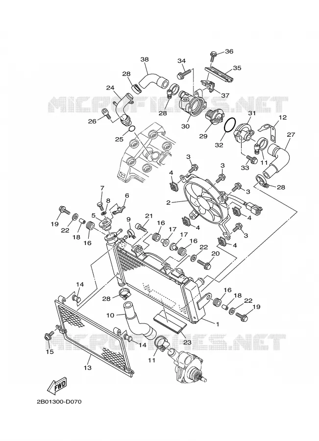RADIATOR / HOSES Yamaha MOTO 900 2008 TDM ABS  TDM900A