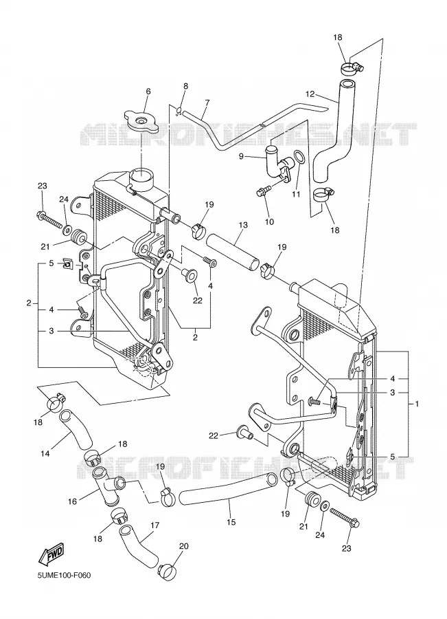RADIATOR / HOSES Yamaha MOTO 250 2007 WRF  WR250FW