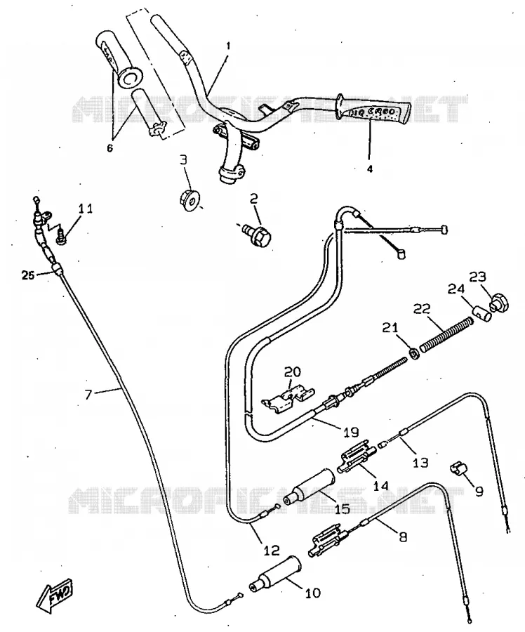 HANDLEBAR & CABLES Yamaha SCOOTER 50 1998 BOOSTER  CW50RS