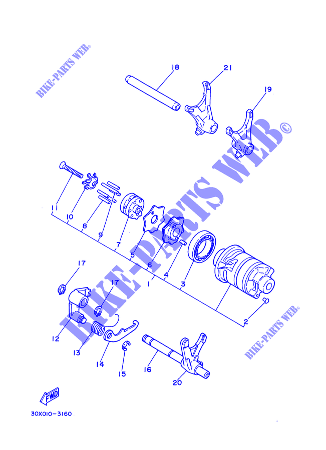 GEAR SHIFT SELECTOR DRUM / FORKS for Yamaha XT350 1988