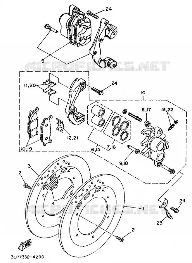 FRONT BRAKE CALIPER Yamaha MOTO 1100 1994 VIRAGO  XV1100