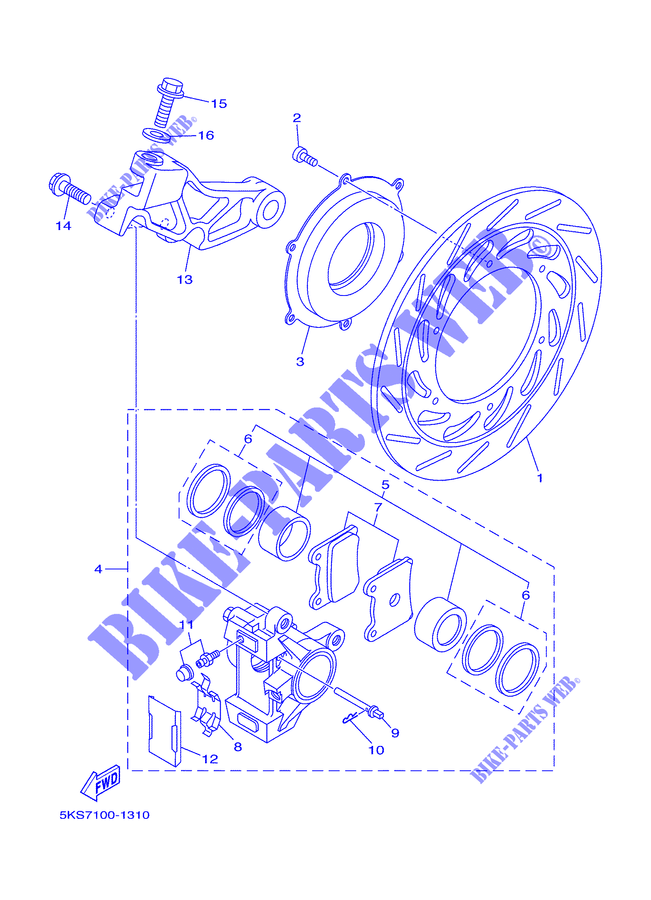 REAR BRAKE CALIPER / DISC for Yamaha DRAGSTAR 1100 CLASSIC 2005