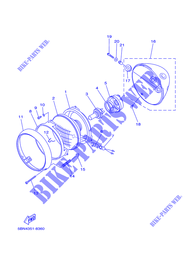 HEADLIGHT for Yamaha DRAGSTAR 1100 CLASSIC 2005