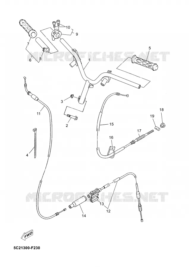 HANDLEBAR & CABLES Yamaha SCOOTER 50 2008 NEO'S  YN50