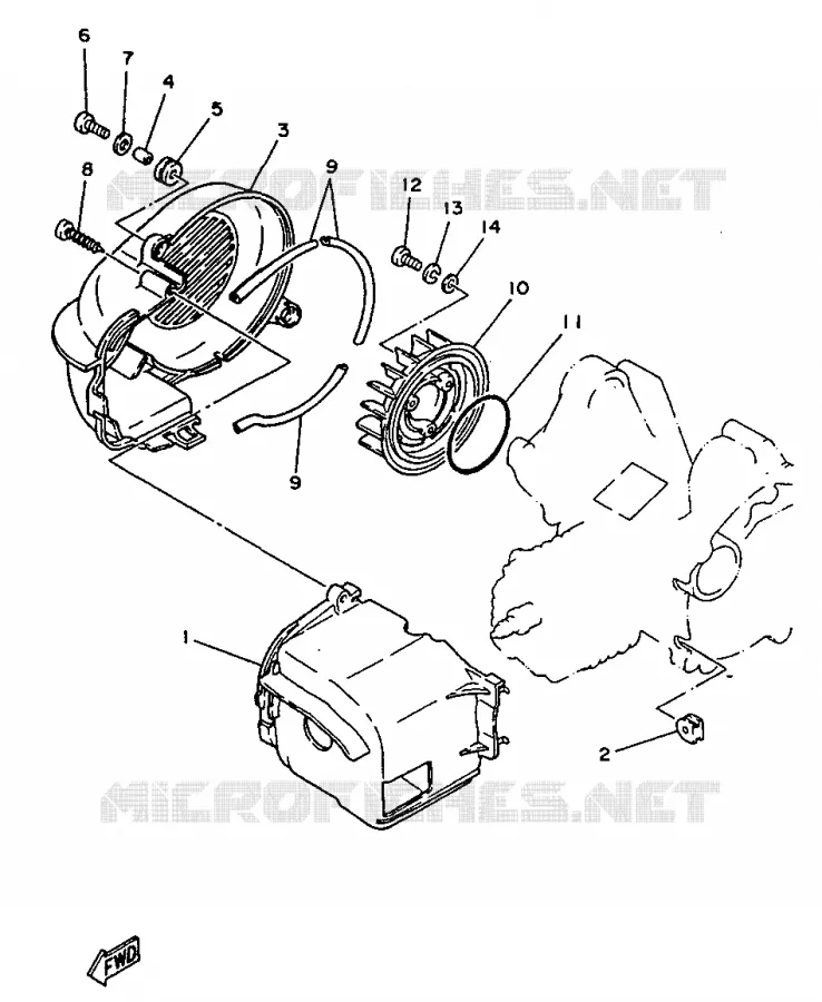 AIR SHROUD & FAN Yamaha SCOOTER 50 1997 NEOS  YN50R