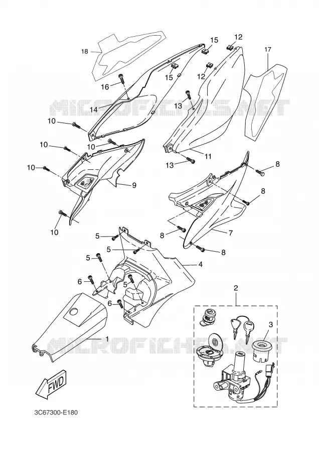 SIDE COVER Yamaha SCOOTER 50 2006 AEROX  YQ50